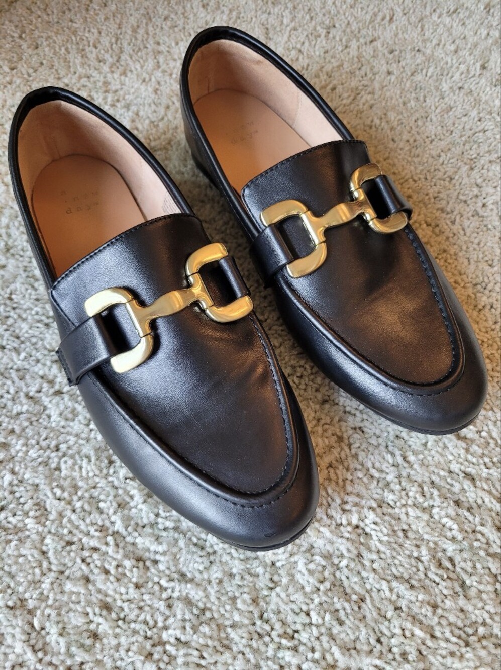 Black Leather Horsebit Loafers with Gold tone Hardware In A Brushed Finish 8